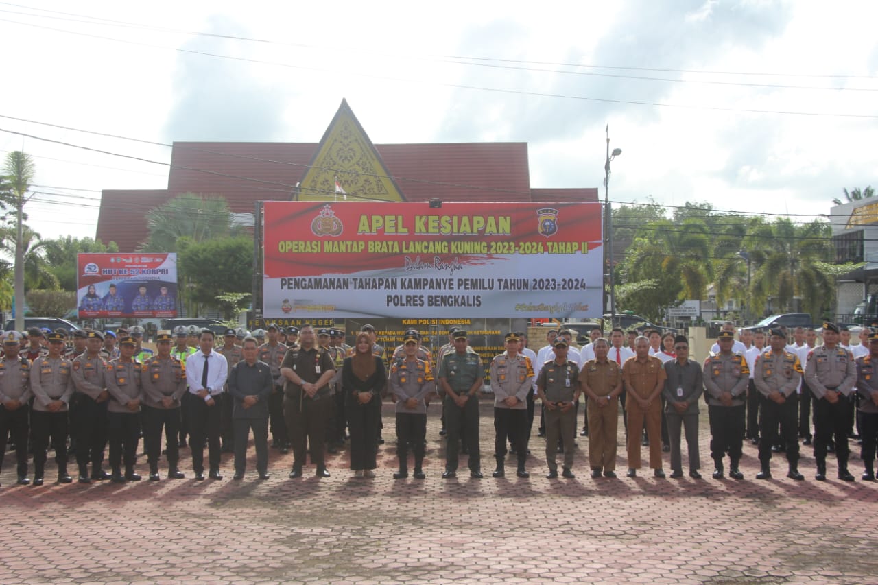 Pastikan Tahapan Pemilu Aman dan Damai, Polres Bengkalis Gelar Apel Kesiapan Personel